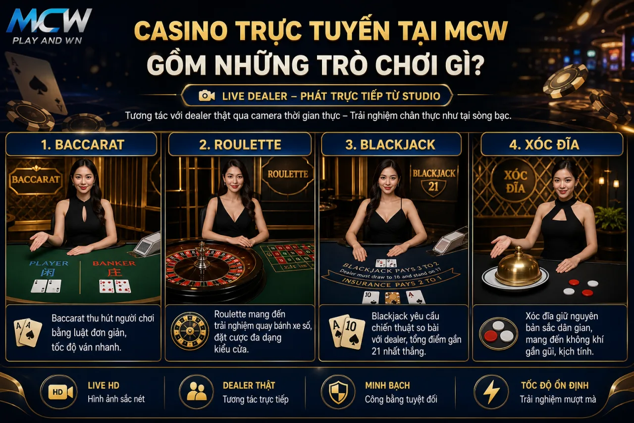 Casino Trực Tuyến Tại MCW Gồm Những Trò Chơi Gì?
